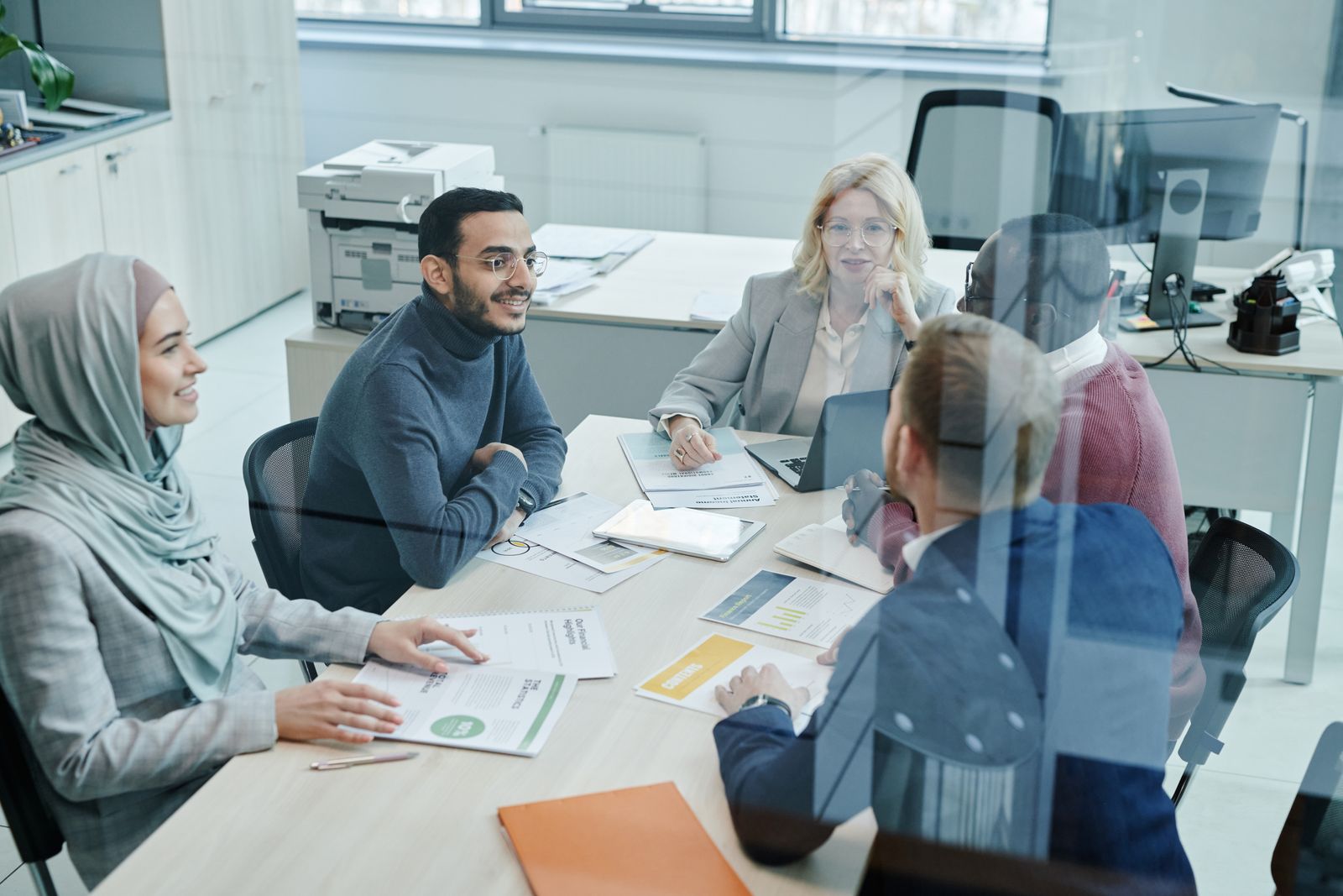 Team meeting around a conference table